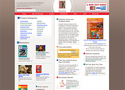 Career Kids home page after changes