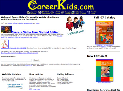 Career Kids home page before changes