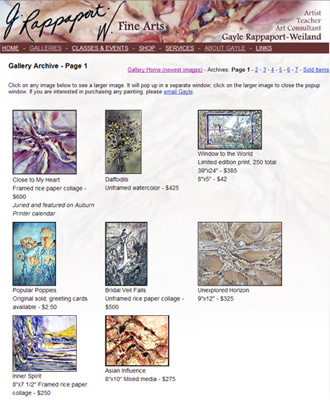 Artist gallery page