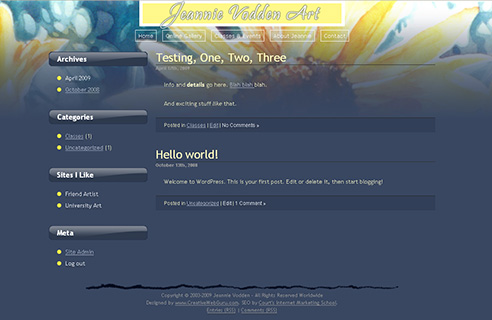Jeannie's new Wordpress blog site